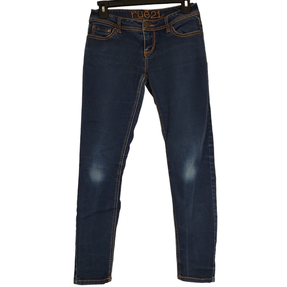rue21 Jeans Super Skinny Women's 3/4 Streetwear Blue Grunge Y2K Low Rise Stretch